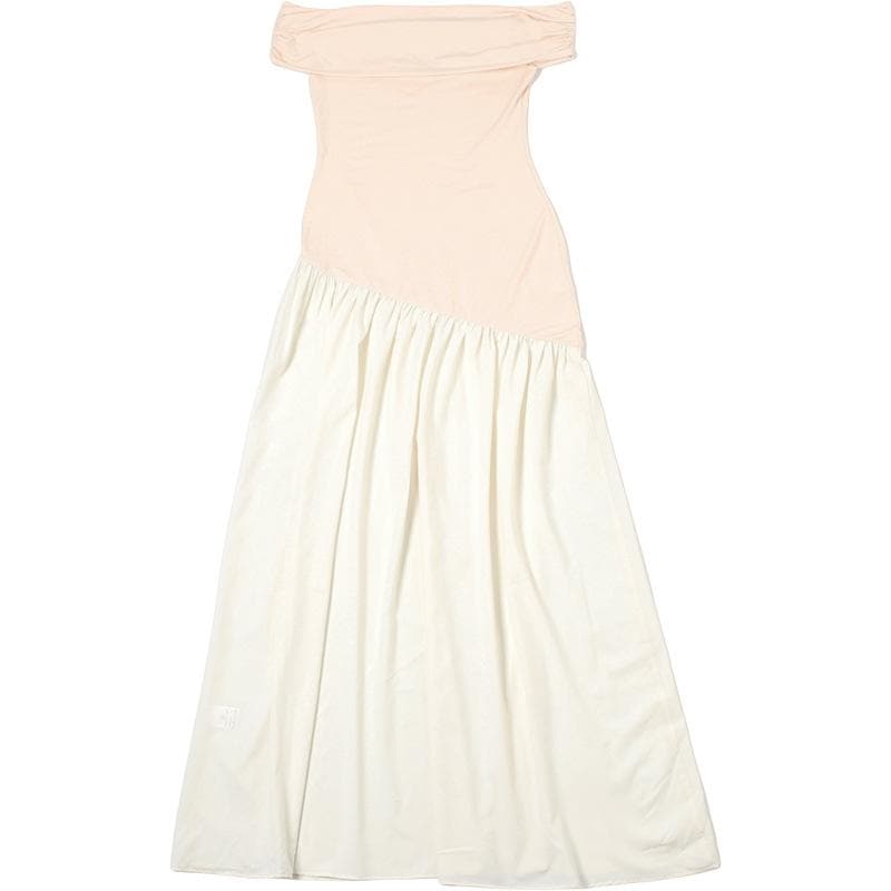 Off shoulder contrast backless maxi dress