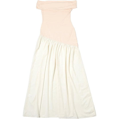 Off shoulder contrast backless maxi dress