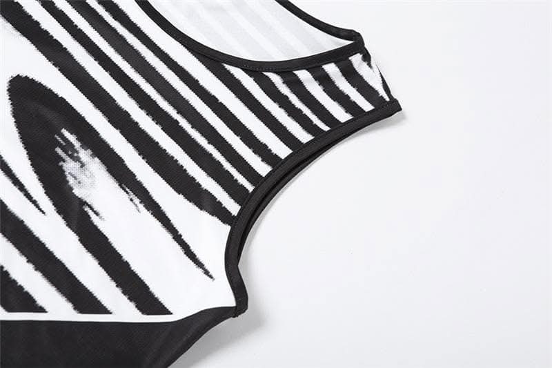 Striped contrast sleeveless round neck maxi dress-final-sale