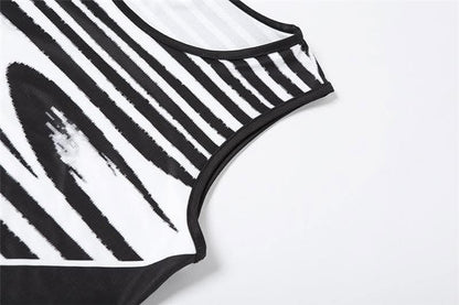 Striped contrast sleeveless round neck maxi dress-final-sale