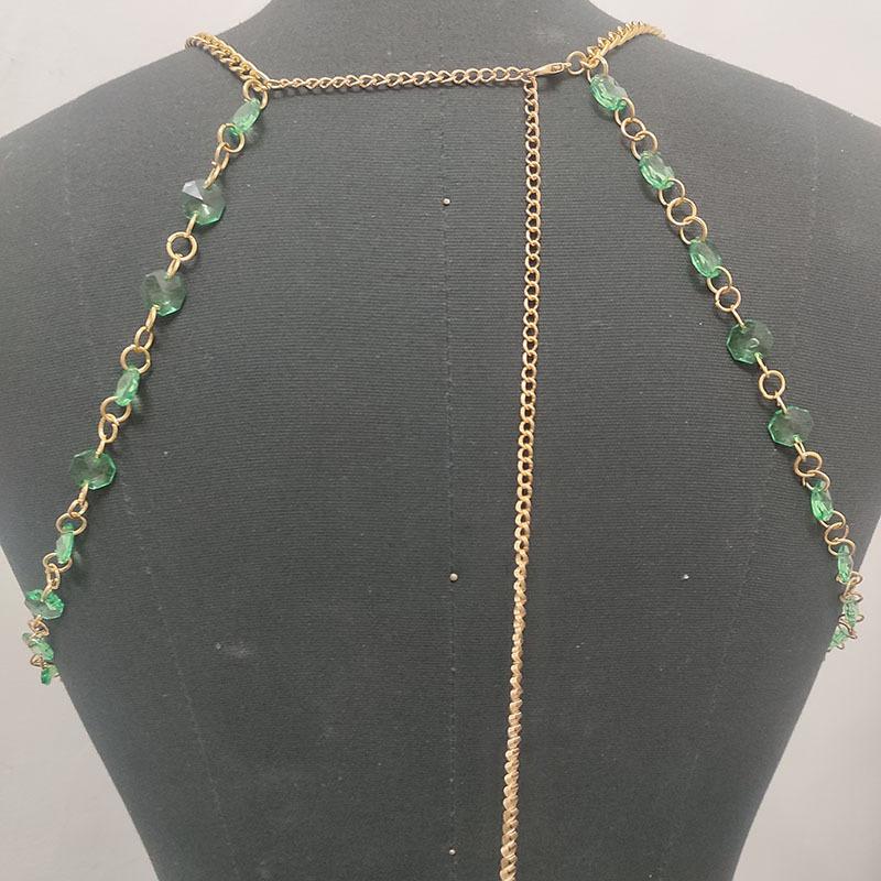 Beaded metal chain u neck backless layered cami top