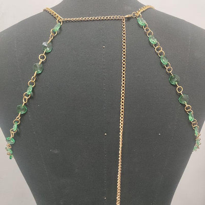 Beaded metal chain u neck backless layered cami top