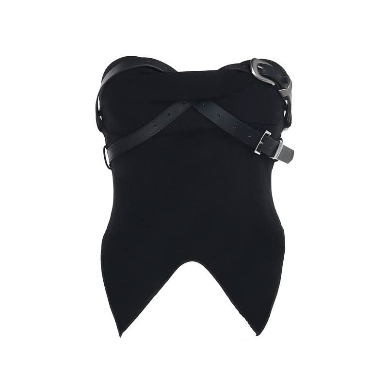 Buckle zip-up solid tube top