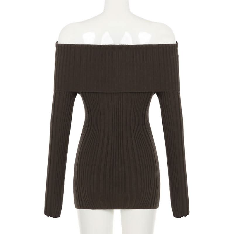 Long sleeve off shoulder textured solid mini dress