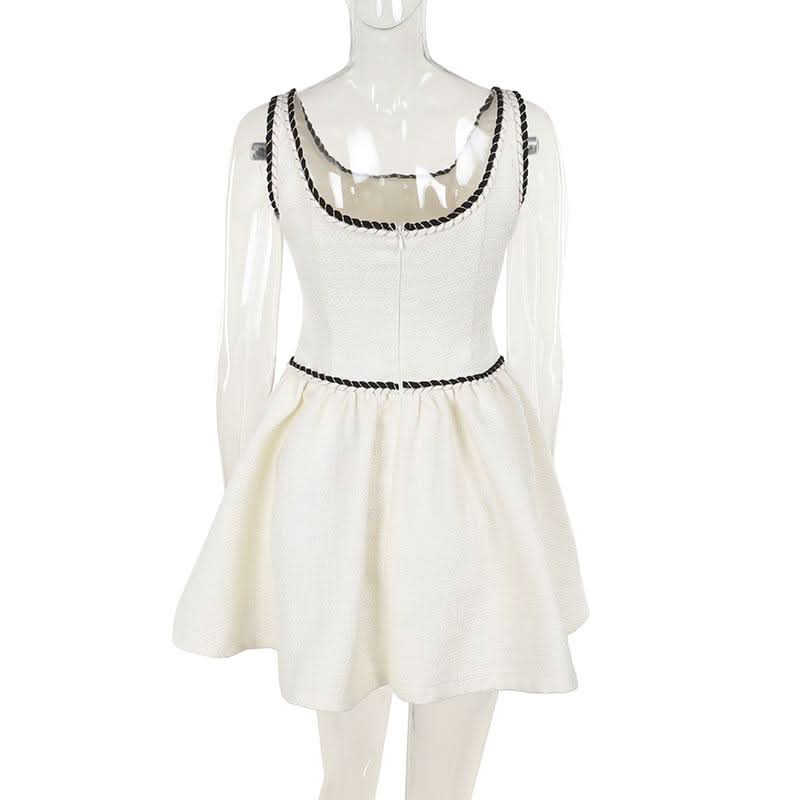U neck zip-up backless cami mini dress