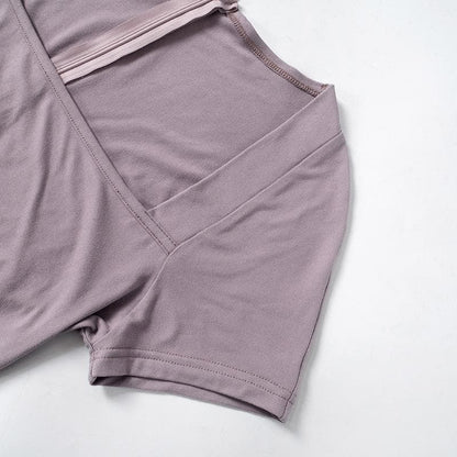 Short sleeve square neck zip-up solid jumpsuit