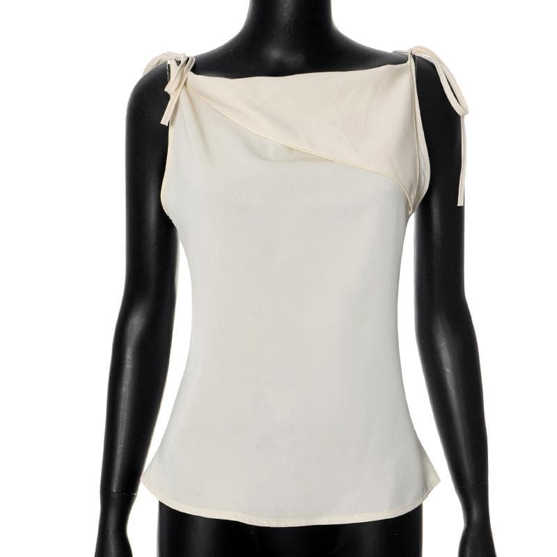Patchwork knotted irregular ruffle top