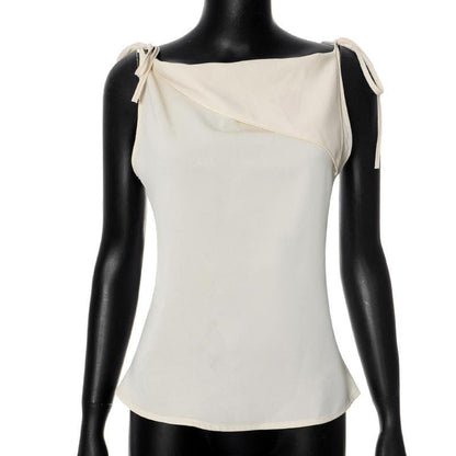 Patchwork knotted irregular ruffle top