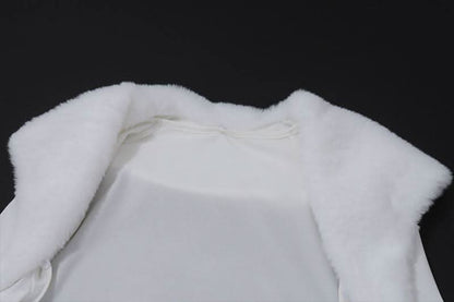Long sleeve fluffy shrug crop top