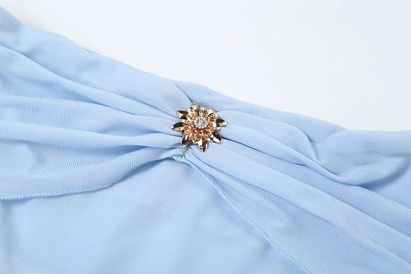 Hollow out slit ruched see through tube cut out maxi dress