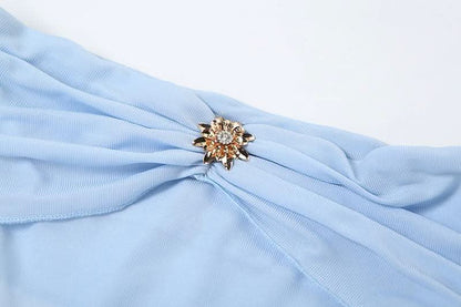 Hollow out slit ruched see through tube cut out maxi dress