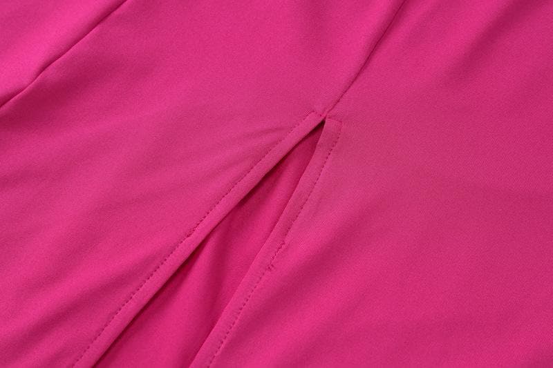 High slit ruched cross back solid cami maxi dress