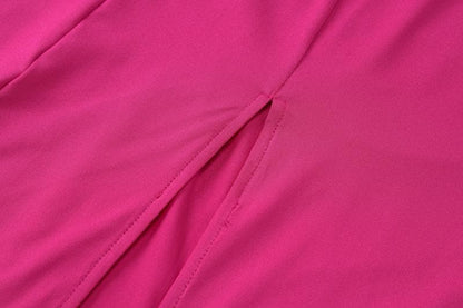 High slit ruched cross back solid cami maxi dress