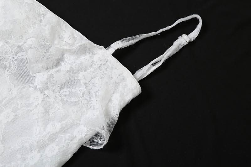 Square neck ruffle slit cami maxi dress