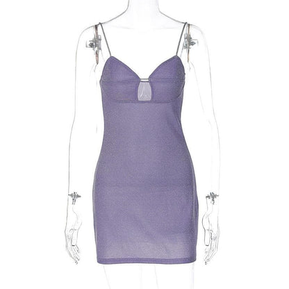 Sweetheart Hollow Out Bustier Glitter Knit Bodycon Mini Dress