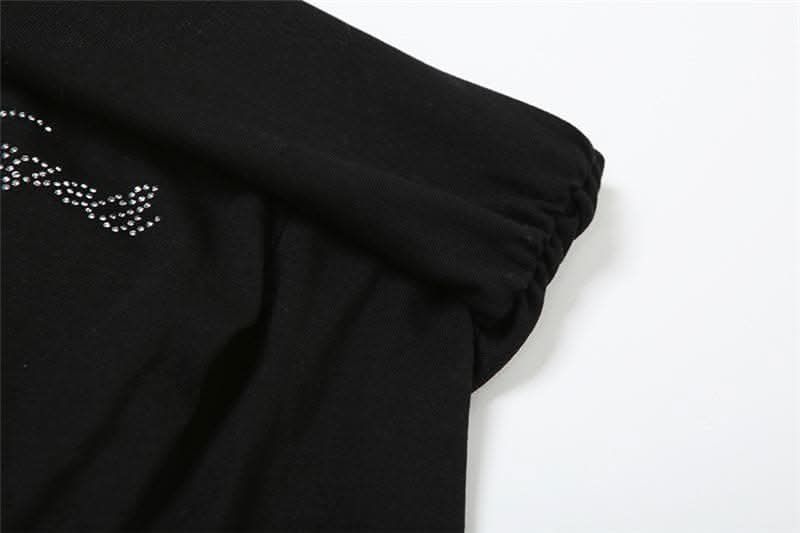 Beaded off shoulder long sleeve ruched solid top-final-sale