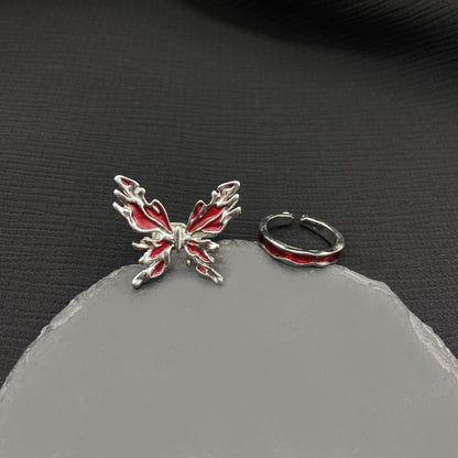 Butterfly decor open contrast ring