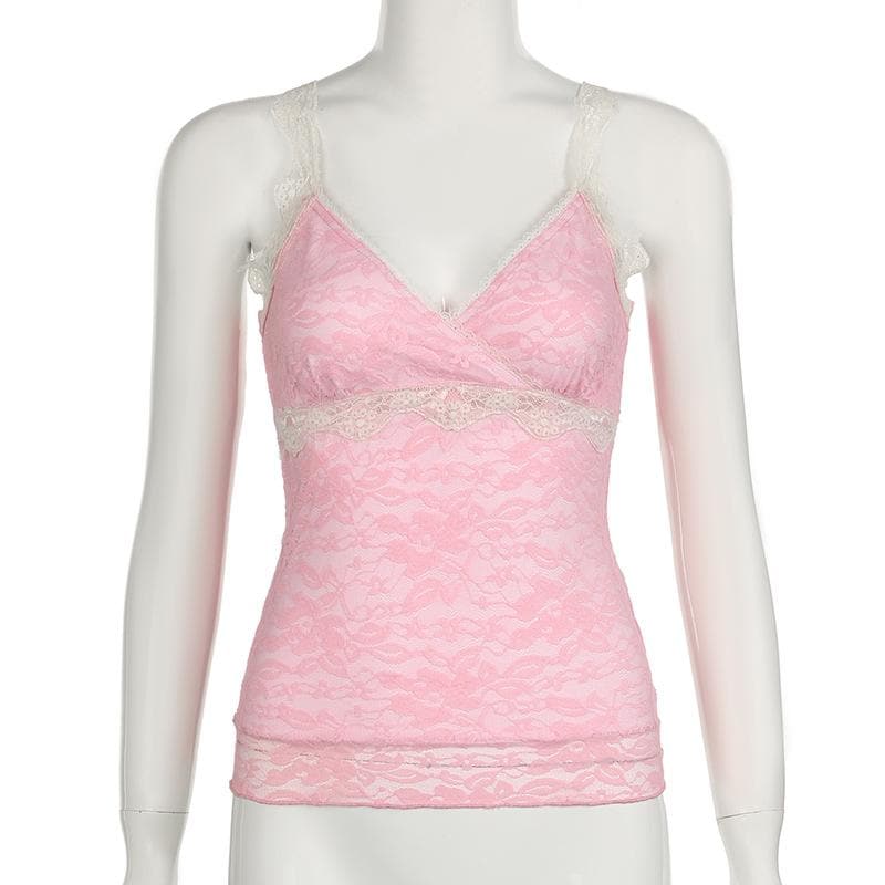V neck lace backless cami top