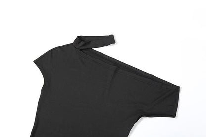 Short sleeve halter one shoulder irregular maxi dress