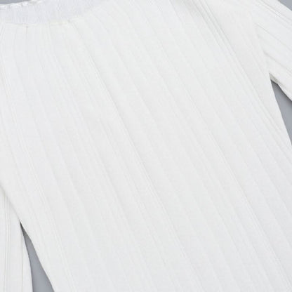 Off shoulder long sleeve knitted solid maxi dress