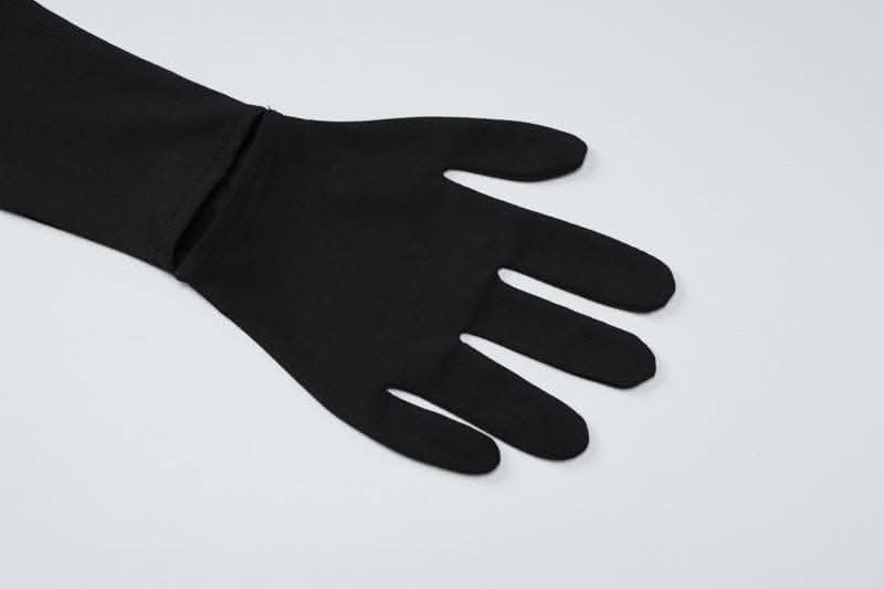 Long sleeve gloves irregular hollow out crewneck cut out maxi dress-final-sale