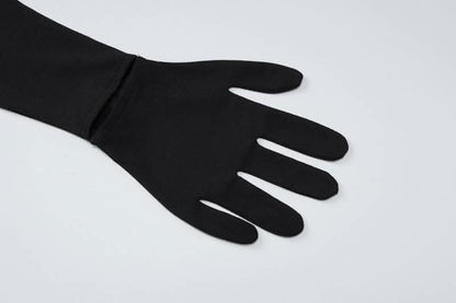 Long sleeve gloves irregular hollow out crewneck cut out maxi dress-final-sale