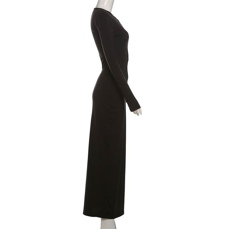 Long sleeve hollow out cut out maxi dress