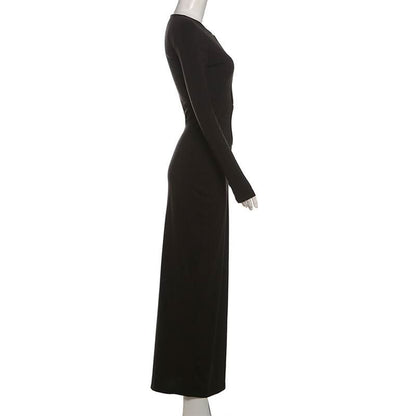 Long sleeve hollow out cut out maxi dress