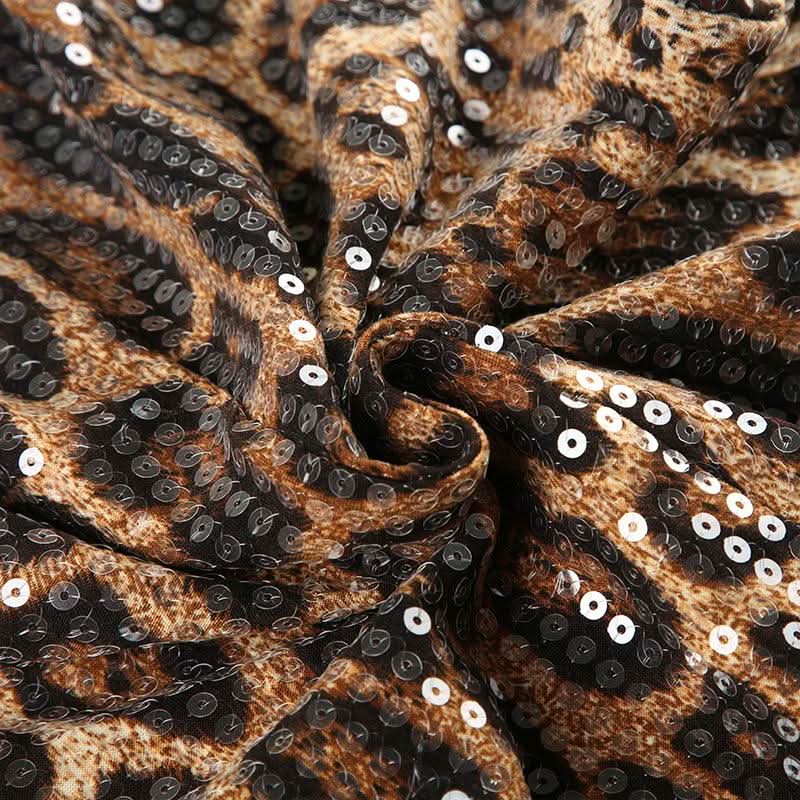 Leopard print u neck glitter cami romper