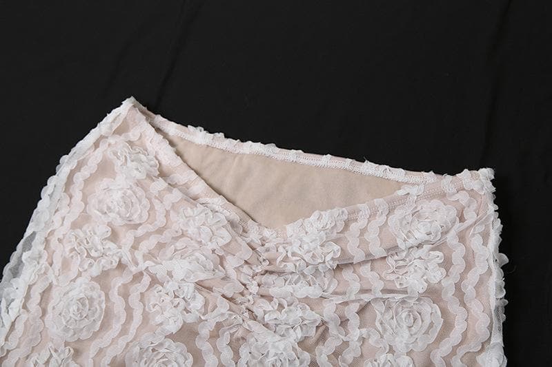 Ruched mesh tube maxi skirt set-final-sale