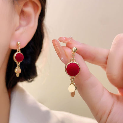 Bowknot heart faux pearl pendant stud earrings