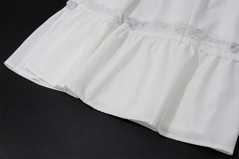 Smocked ruched lace patchwork tube midi dress