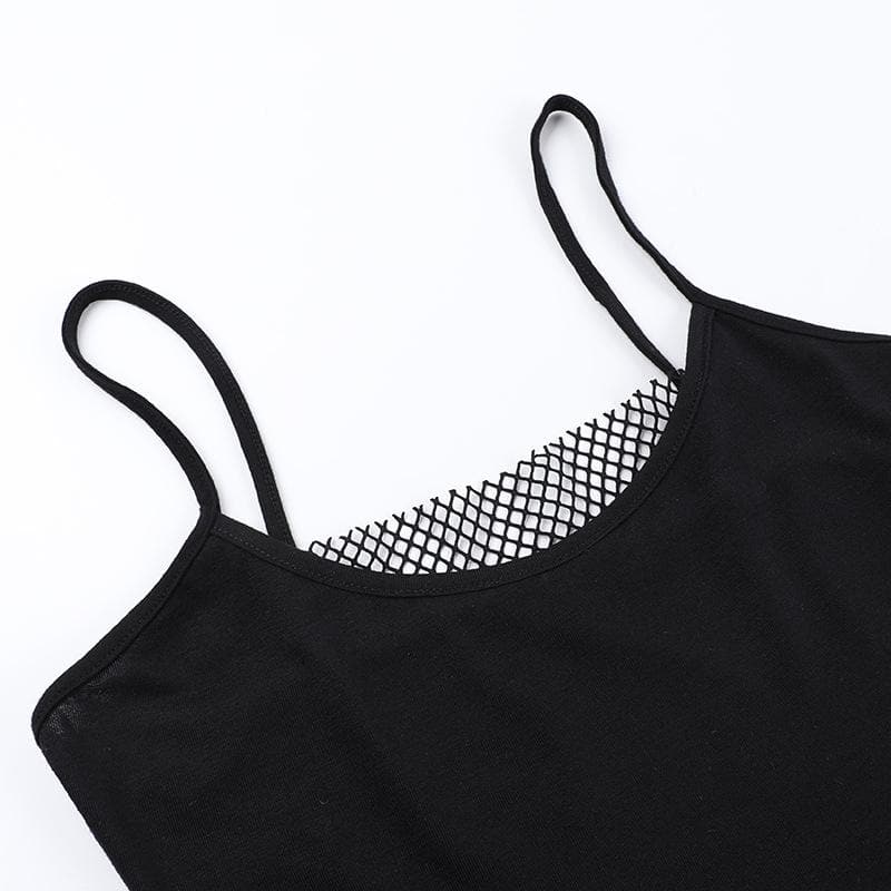 Long sleeve fishnet shrug cross applique 2 piece top