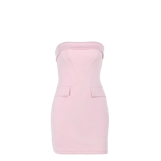 Pink corset backless tube mini dress
