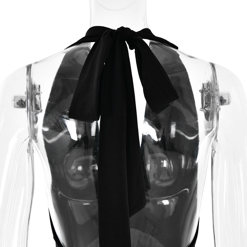 Halter deep v neck slit backless ruched maxi dress