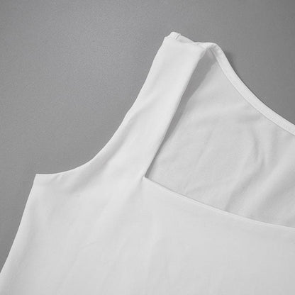 Sleeveless solid irregular maxi dress