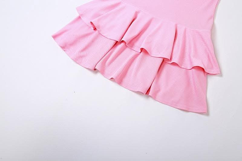 Beaded solid ruffle backless tube mini dress-final-sale