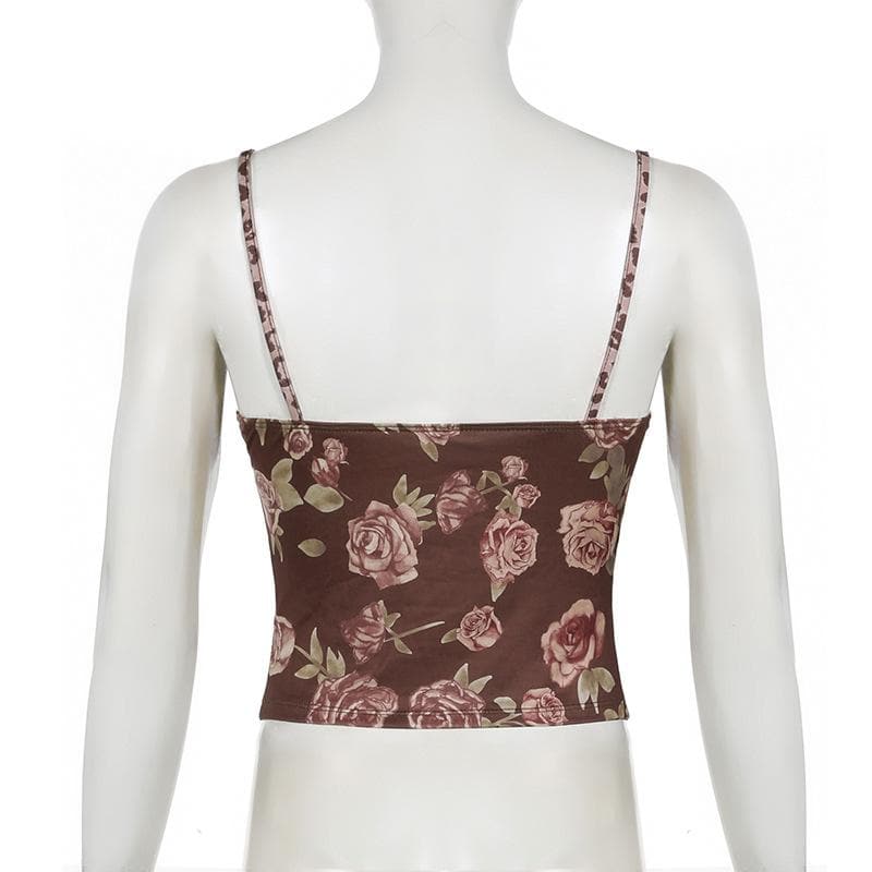 Flower print backless cami top