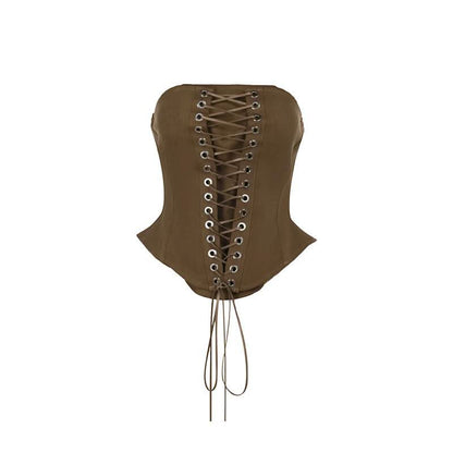 Corset backless lace up tube top