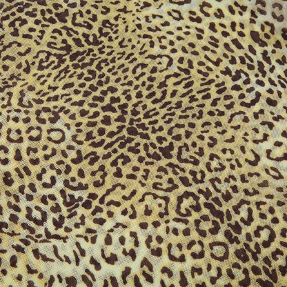 High neck leopard print mesh sleeveless top
