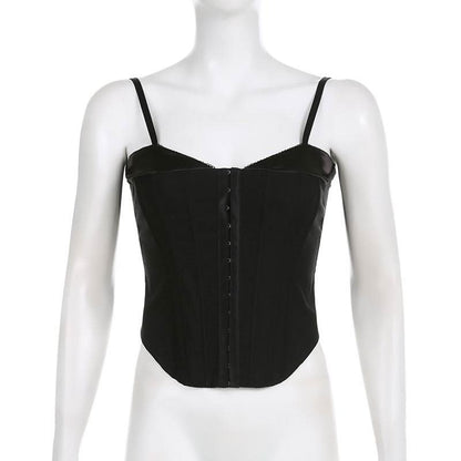 Sweetheart neck corset button cami top