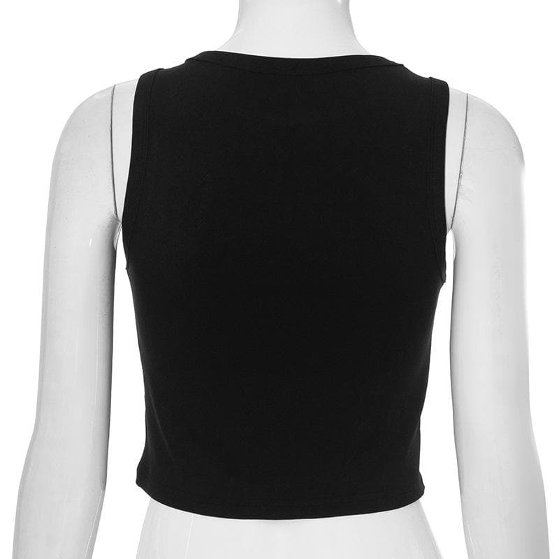 Crewneck contrast letter print tank top