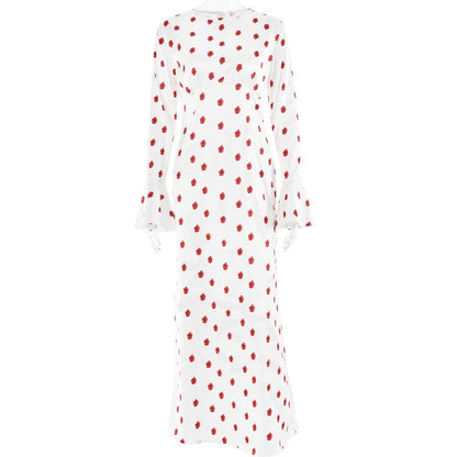 Long flared sleeve flower print zip-up maxi dress