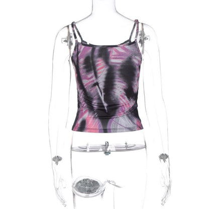 Body pattern contrast backless cami top