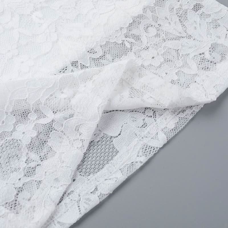 Long flared sleeve v neck lace solid top