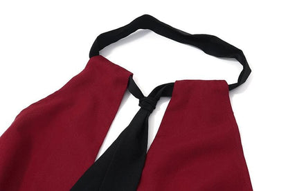 Halter deep v neck ruched backless tie applique mini dress