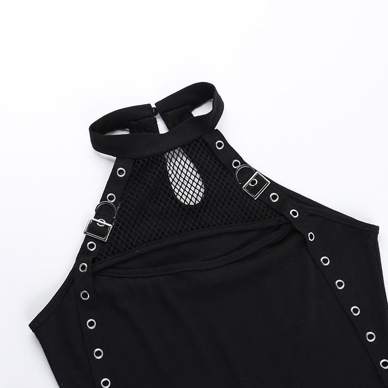 Fishnet gloves patchwork hollow out cut out top