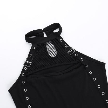 Fishnet gloves patchwork hollow out cut out top