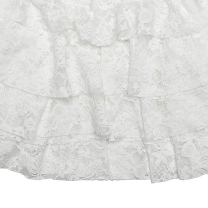 Long sleeve lace hollow out ruffle cut out mini dress
