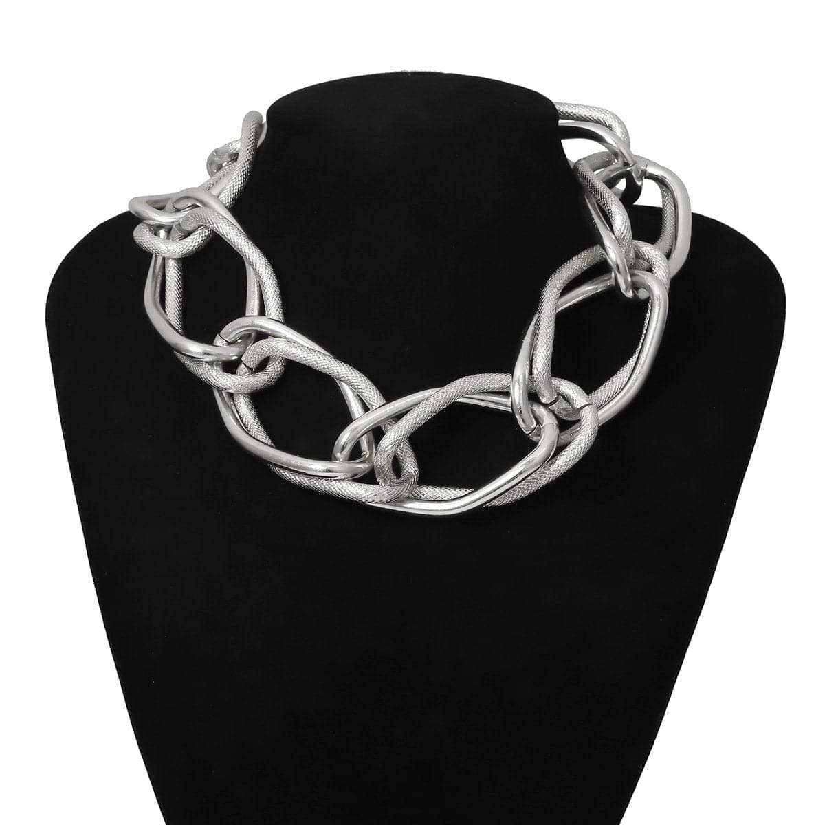 Layered metal chain choker necklace